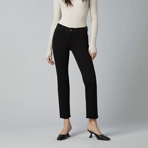 DL1961 Mid-Rise Frayed Hem Mara Instasculpt Straight Ankle Jeans - Black